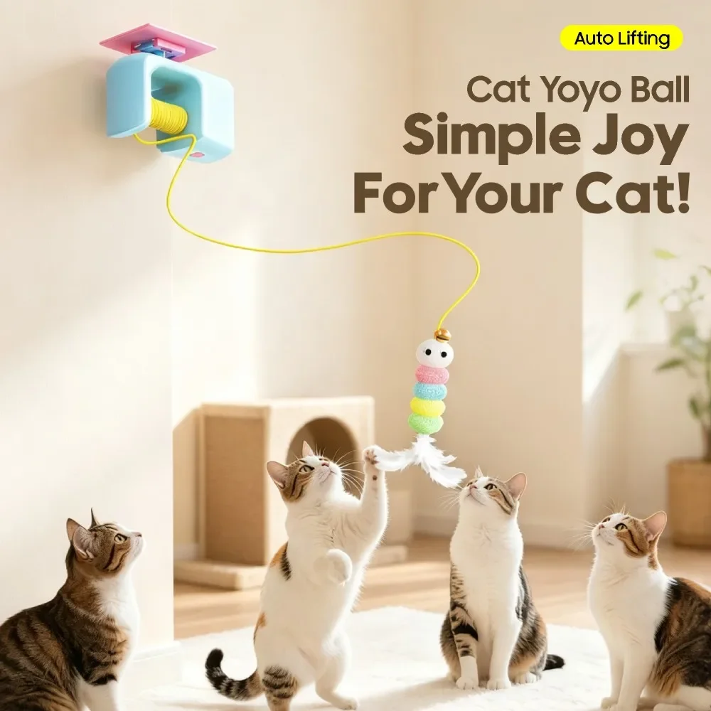 New Electric Cat Toy Automatic Swinging Feather Toy 2 Ropes Interactive Cat Teaser Smart Hanging Door Self Entertainment Cat Toy