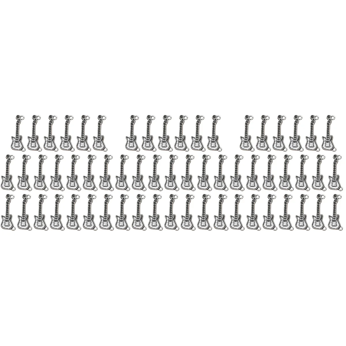 

60 PCS Alloy Exquisite Guitar Pendants Charms DIY Jewelry Making Accessory for Necklace Bracelet ( Silver)