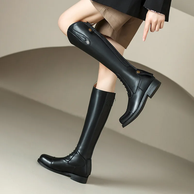 Horse Riding Boots Women Autumn Winter Back Zipper High Leg Knight Boot Rider Shoes Equipment