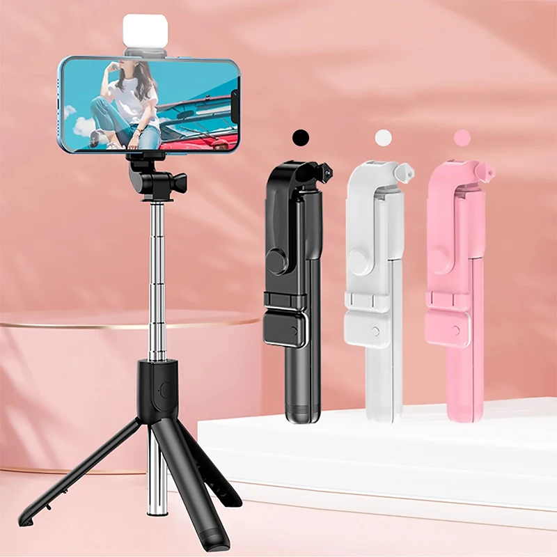 Wireless Bluetooth Selfie Stick Tripod with Led Fill Light Foldable Bracket for Smartphones for Youtube Tiktok Video Live Holder