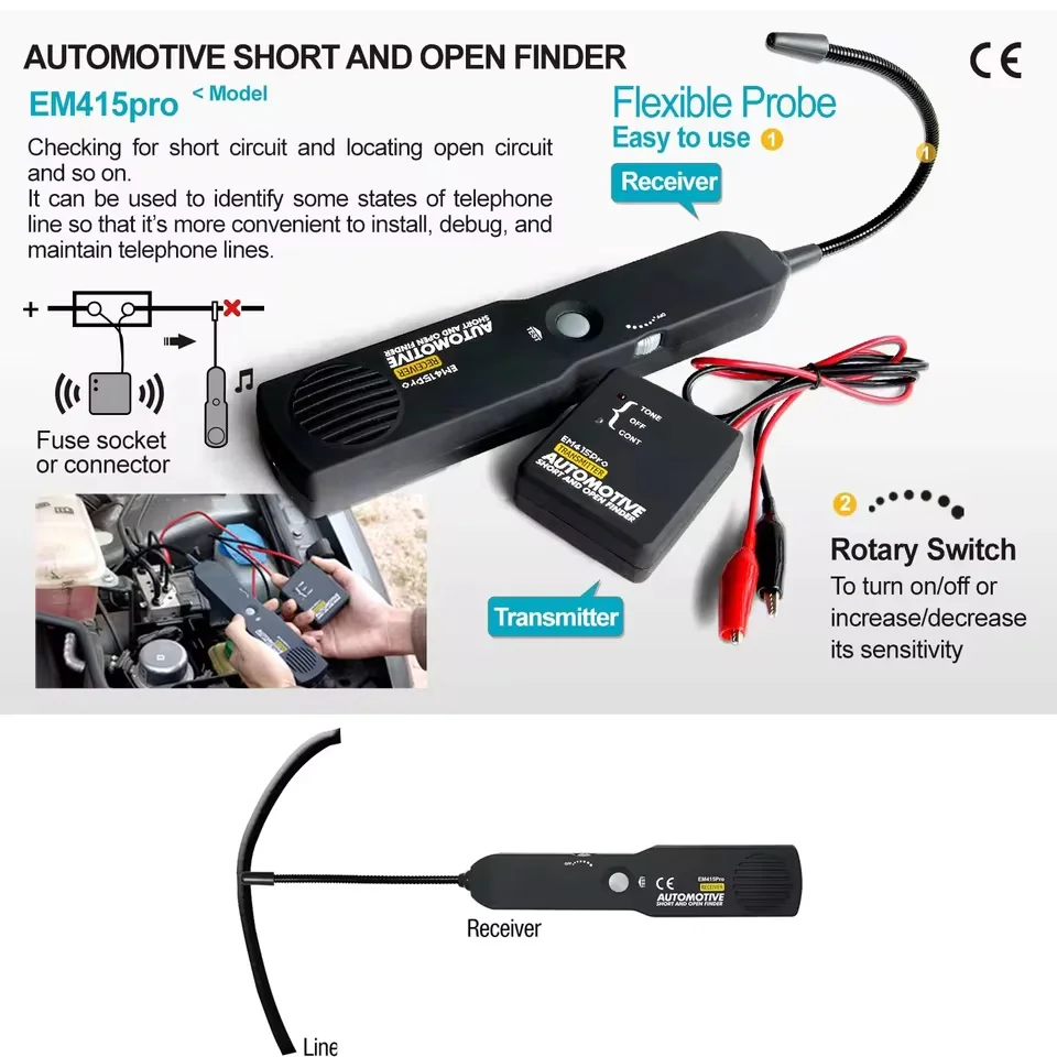 EM415PRO Automotive Circuit Tester DC 6‑42V Car Short Open Finder Wire Tracer Cable Breakpoint Detector Non‑destructive Automobile Repair Diagnostic Tool view 5