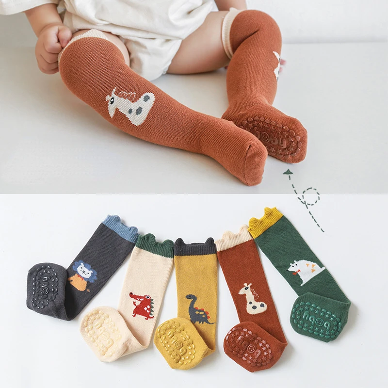 New Infant Baby Girls Boys Soft Cotton Children Socks Kids Knee High Cute Printing Long Sock Candy Color Toddler Newborn Socken