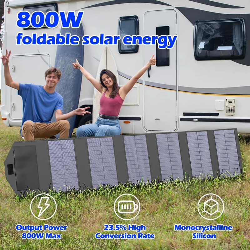 800W 6-krotny składany panel słoneczny Przenośne panele słoneczne Ładowarka USB 5V DC Pełnozakresowy panel słoneczny Mobilny zasilacz