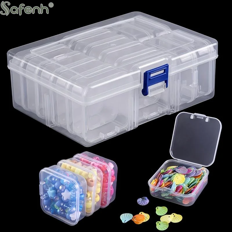 

1 Set Stackable Organizer Container 12/14/15/30 Grid Transparent Plastic Storage Box For Beads Jewelry And Crafts