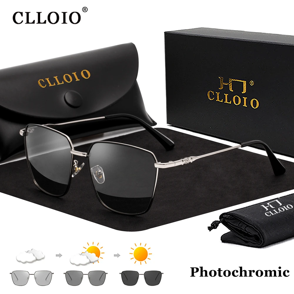 

CLLOIO Vintage Square Photochromic Polarized Sunglasses Men Women Driving Shades Sun Glasses Travel Anti-glare Chameleon Glasses