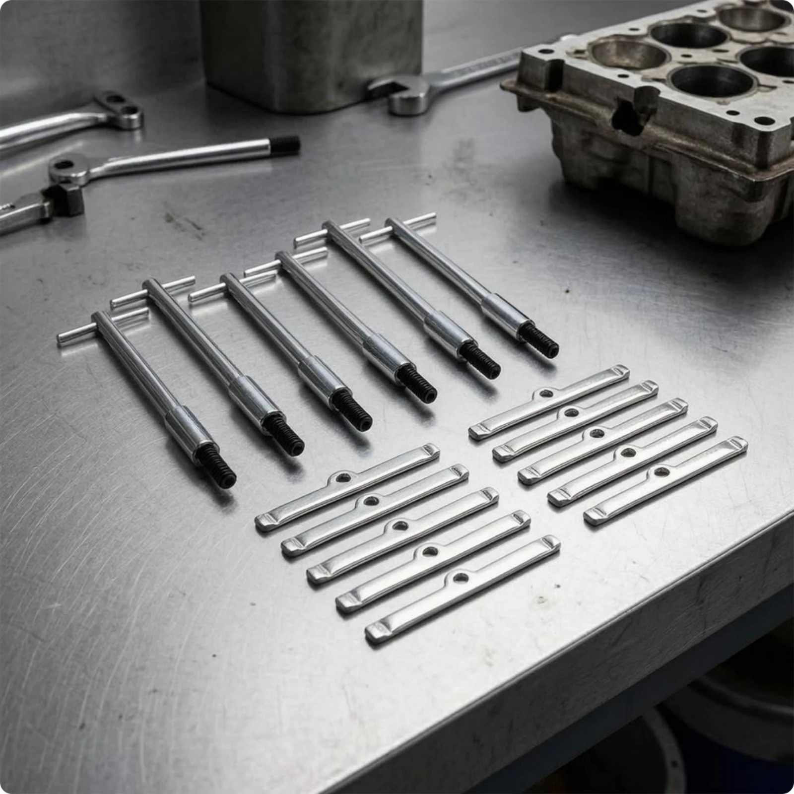 T-Bolt Hold-down Kit Center Hole Chrome T-Style Valve Cover Hold-down Kit Engine Part 16-Piece Set