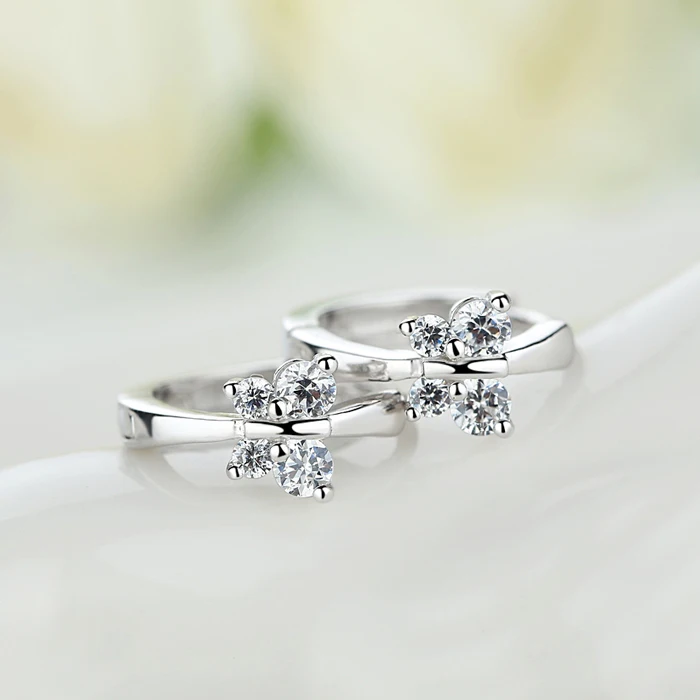 925 Silver Butterfly Zirconia Small Hoop Earring For Girls Child Wome Beautiful Aros Huggies Earring Jewelry image 4