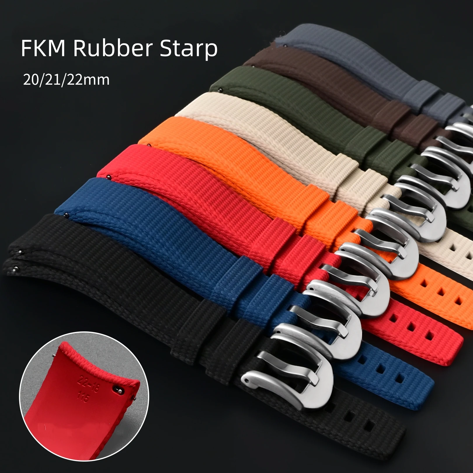 

Men FKM Fluoro Curved End Rubber Watch Band 20mm 21mm 22mm Soft Waterproof For Omega Seamast Watch Strap Replacement Bracelet