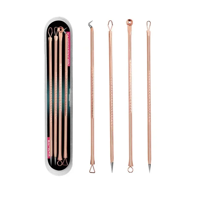 الشظية/الذهب البثرة Comedone حب الشباب بثرة Belmish النازع مزيل الرؤوس السوداء أداة نظيفة ملعقة لأداة العناية بالوجه 1 صندوق 4 قطعة #5