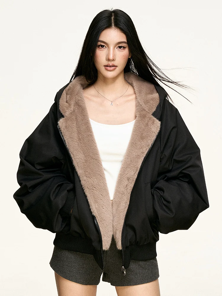 

Женская хлопковая куртка Aaisup с подкладкой, двусторонняя, с капюшоном, в стиле ретро, теплая, свободного кроя, длинная, в корейском стиле