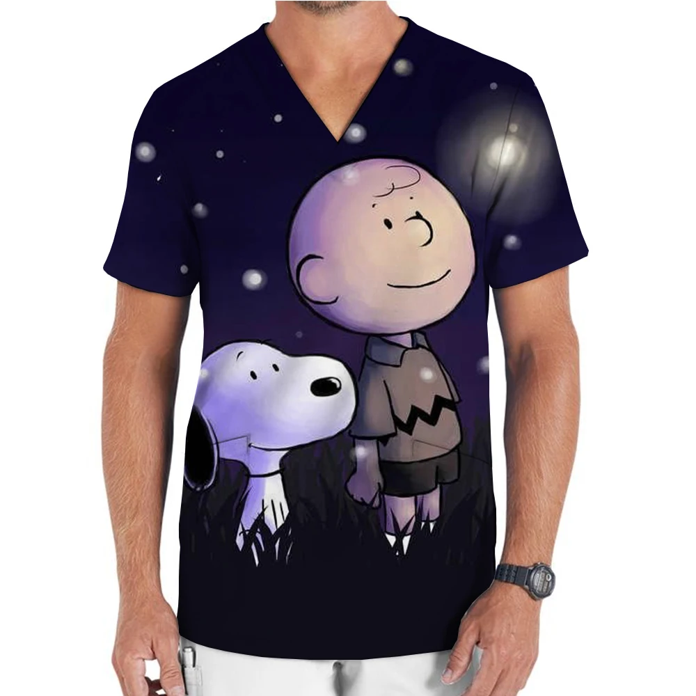 الرجال الكرتون فرك التمريض موحدة ، V الرقبة تي شيرت ، ممرضة موحدة ، طباعة الكرتون ، جيب ، الملابس الطبية #3