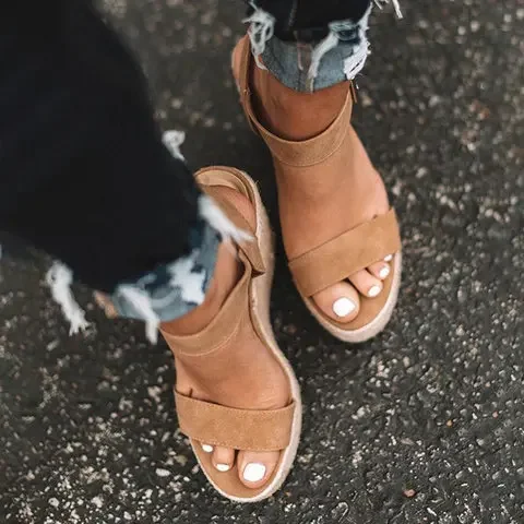 2024 sommer Sandalen Frauen Keile Plattform Damen Hanf Schuhe Damen Candy Farbe Casual Mädchen Slip auf Strap Kreuz Mädchen Plus größe – Detail 5