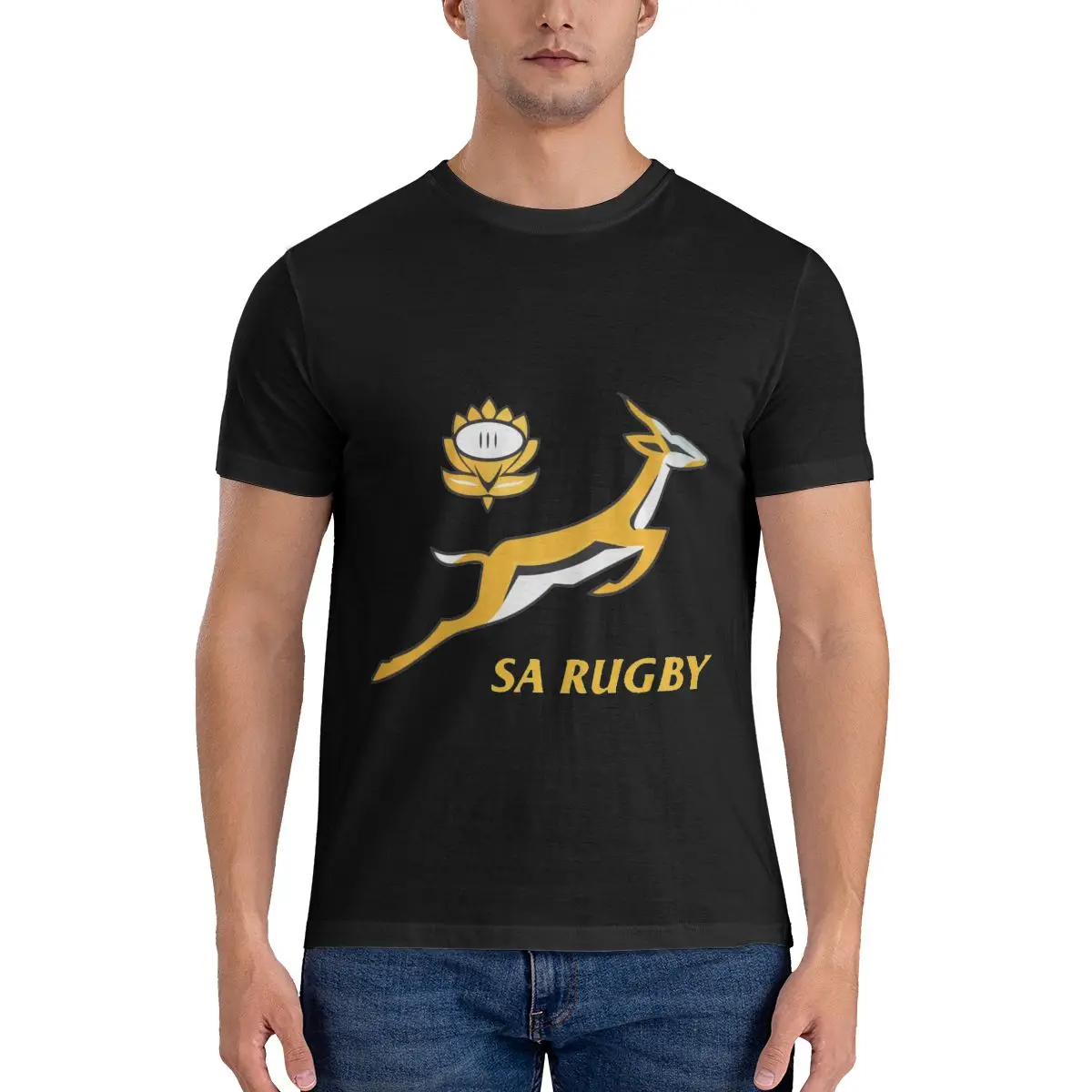 SPRINGBOK RUGBY SOUTH AFRICA Cotton Trend Round Neck Casual Sports Short Sleeve Men's T-shirt