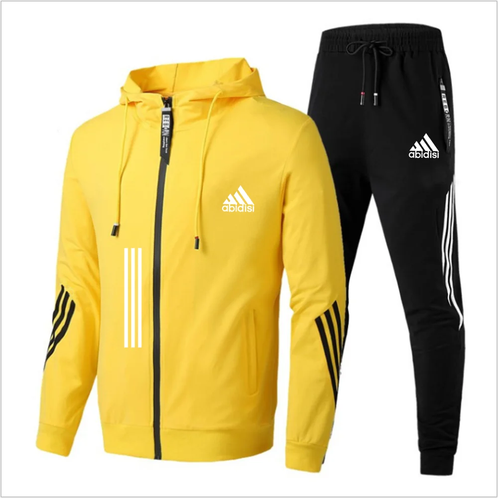 2024 Men\'s spring and autumn zipper hoodie + trousers 2-piece leisure fitness breathable fashion high quality jogging suit