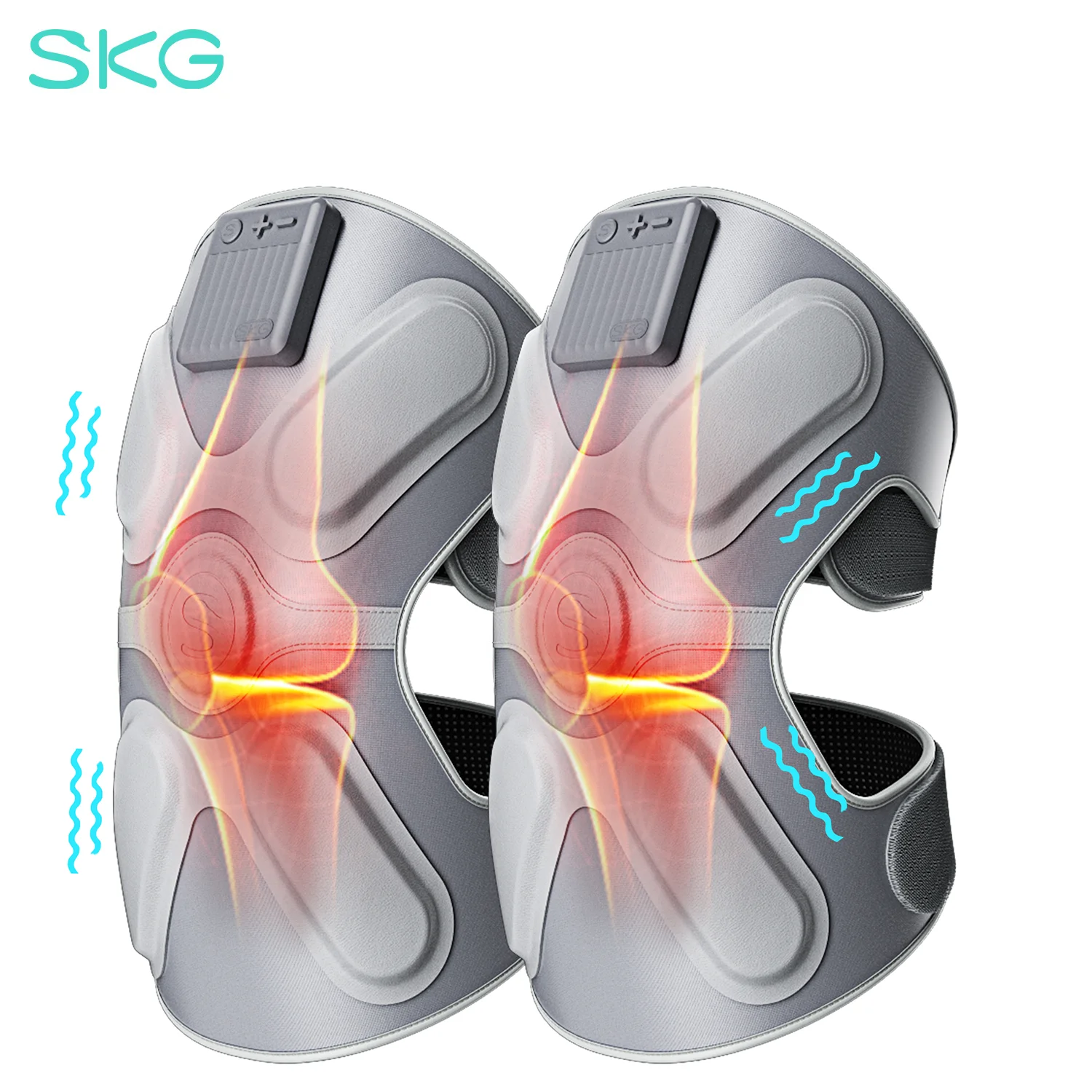 SKG Knee Massager with Heat and Vibration,Gifts for Father Cordless Heated Knee Brace for Knee Pain Relief,Portable Knee Massage