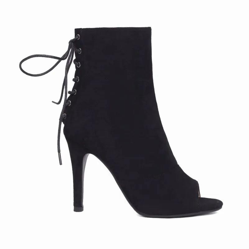 2023 New Fashion Women Black High Heels Female Shoes Ballroom Suede Sole Customizable Sexy Stilettos Booties