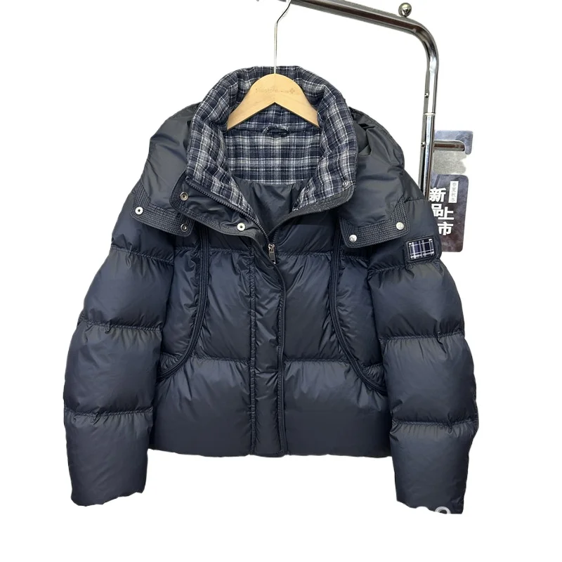 2025 Winter New Women's Down Jacket Commuter Splicing Grid 90 White Duck Down Jacket