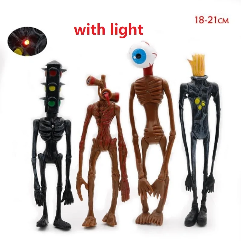 4pcs/set Siren Head Action Figure Toy 20cm Sirenhead Figure Horror Model Doll with Light Movable joints Foundation Toys