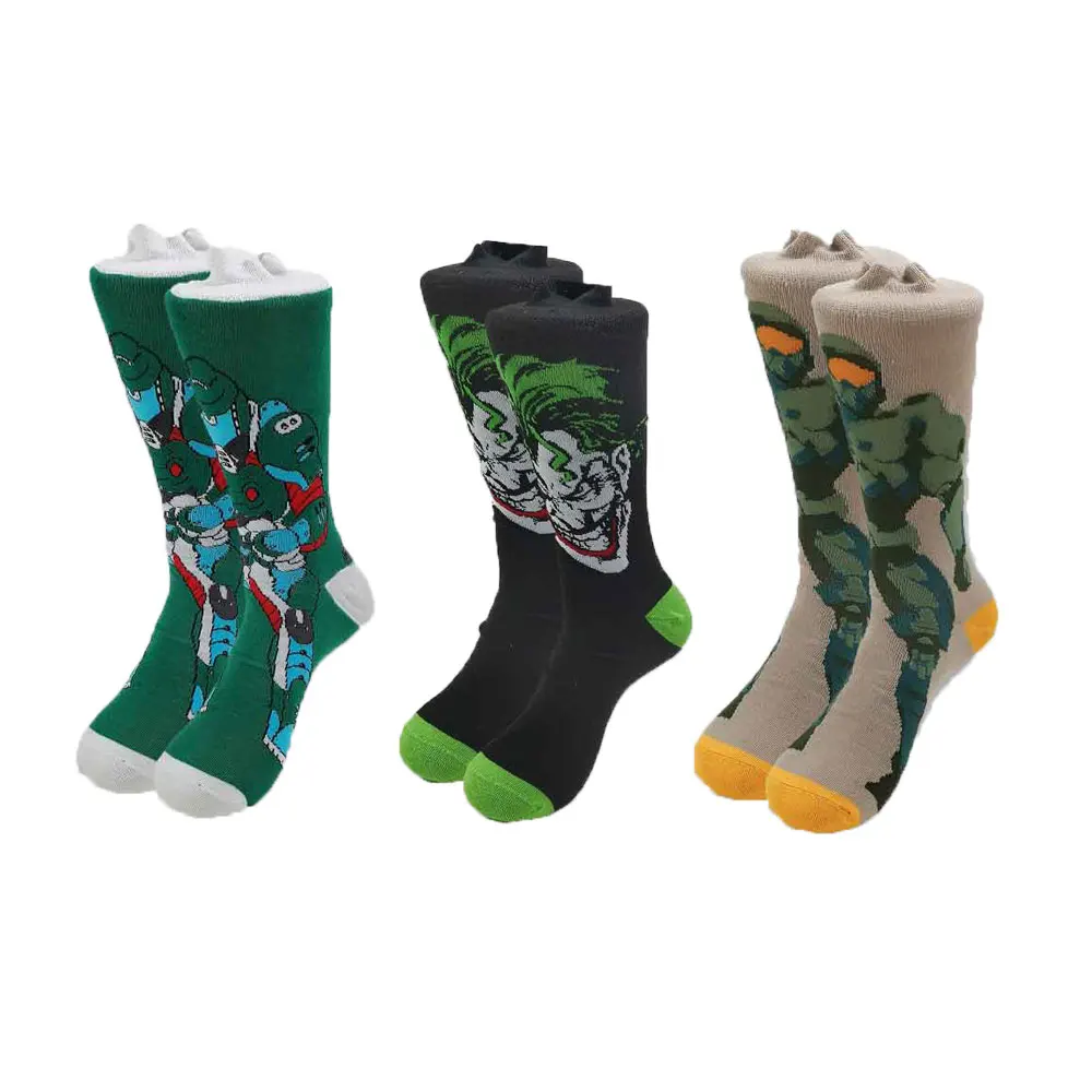 Street Style Hiphop Personalized Novelty Horror Sock Men Weird Comic Style Men Socks Funny Autumn Winter Cotton Warm Dress Socks