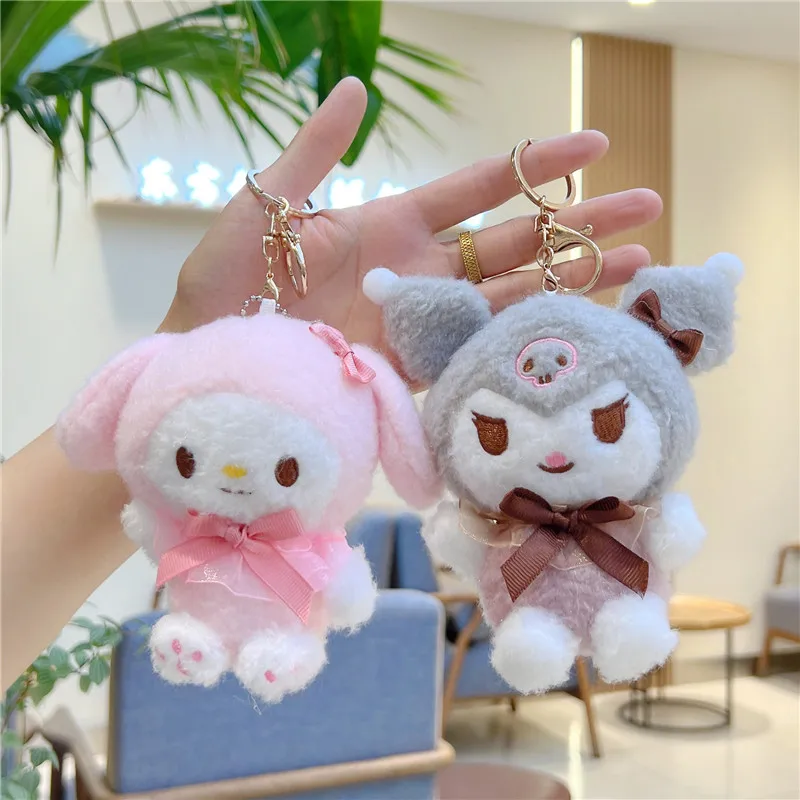 New Kuromi Melody Pendant Hello Kitty Doll Cinnamoroll Doll Sanrio Plush Keychain Gift for Good Friends