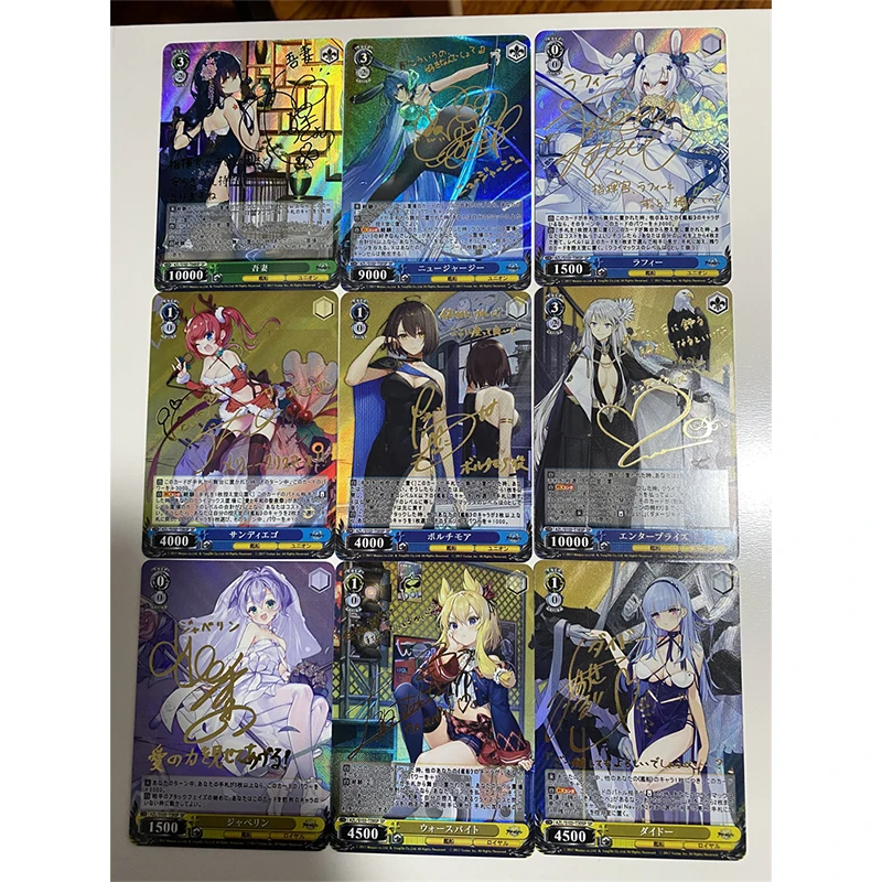 9pcs/set Anime Azur Lane FFNF Surcouf HMS Ajax Collection card toys Diy Homemade Bronzing Flash card Christmas birthday gift