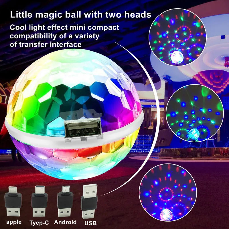 Mini USB RGB LED Car DJ Stage light portable Home party ball color light bar Club stage effect light mobile lighting