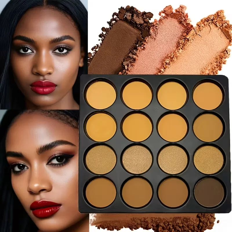 Tavolozza di polvere a 16 colori, tavolozza di evidenziatori e contorni, impostazione opaca a copertura totale e controllo dell'olio Trucco viso naturale a lunga durata