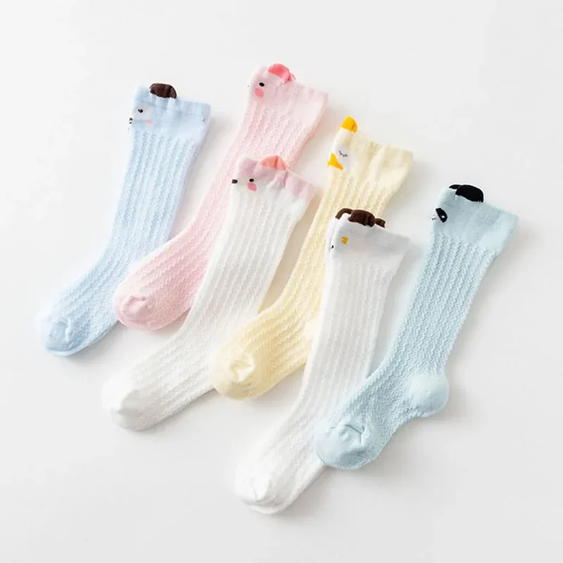Cute Cartoon Animal Baby Socks Summer Outdoor Anti-mosquito Newborn Infant Mesh Knee High Socks Breathable Boys Girls Long Sock