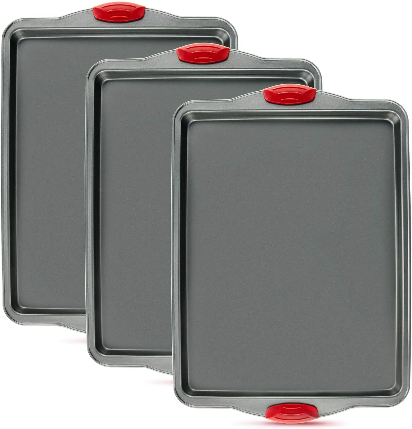 

3-Piece Heavy-Duty Nonstick Baking Sheet Set, Carbon Steel, Warp-Resistant for Perfect Baking