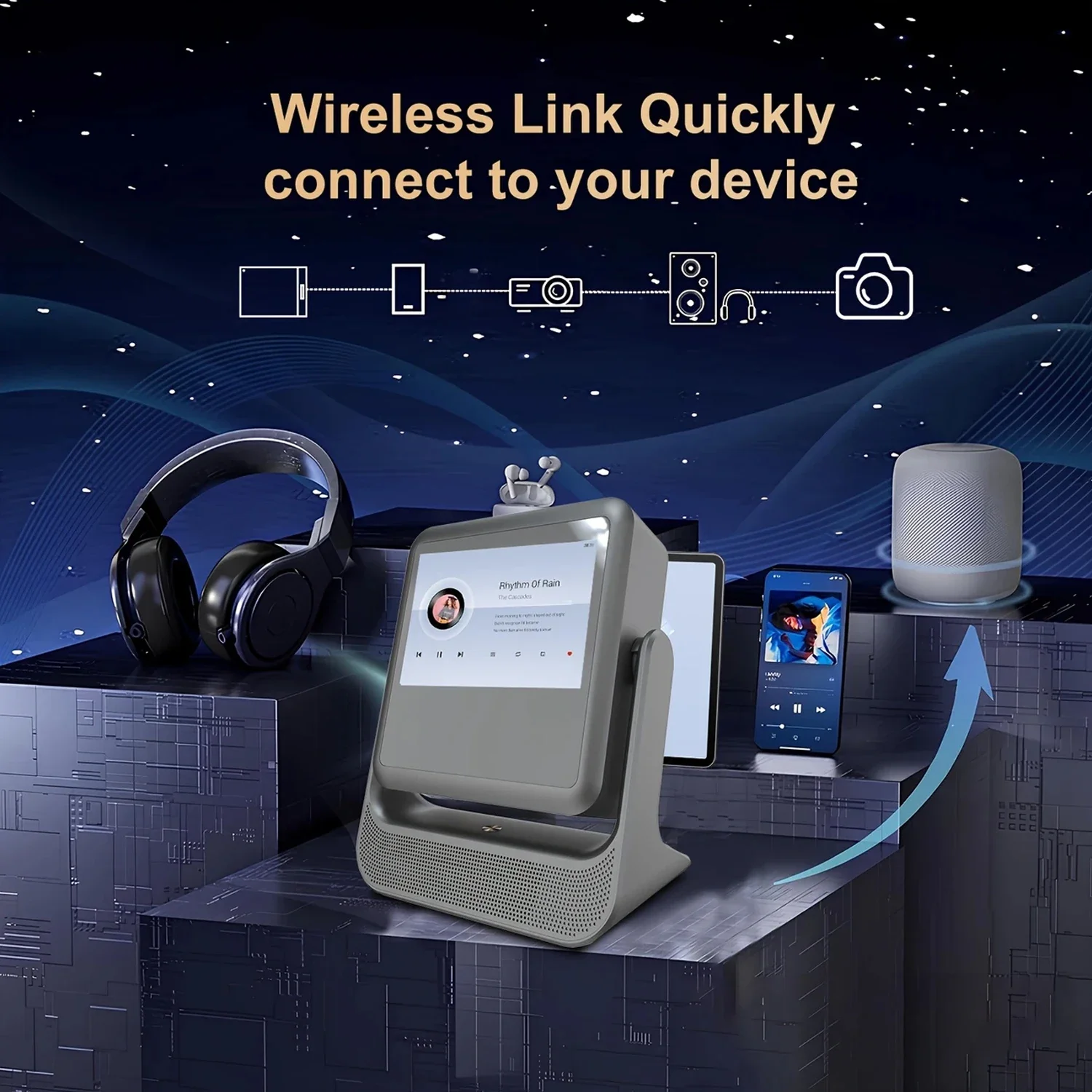 YouTube Prime videoprojector 8 '' touchscreen 4K 1080P WiFi Bluetooth Android iOS Mirroring 180 °   Flip HDMI USB Karaoke 30-300''