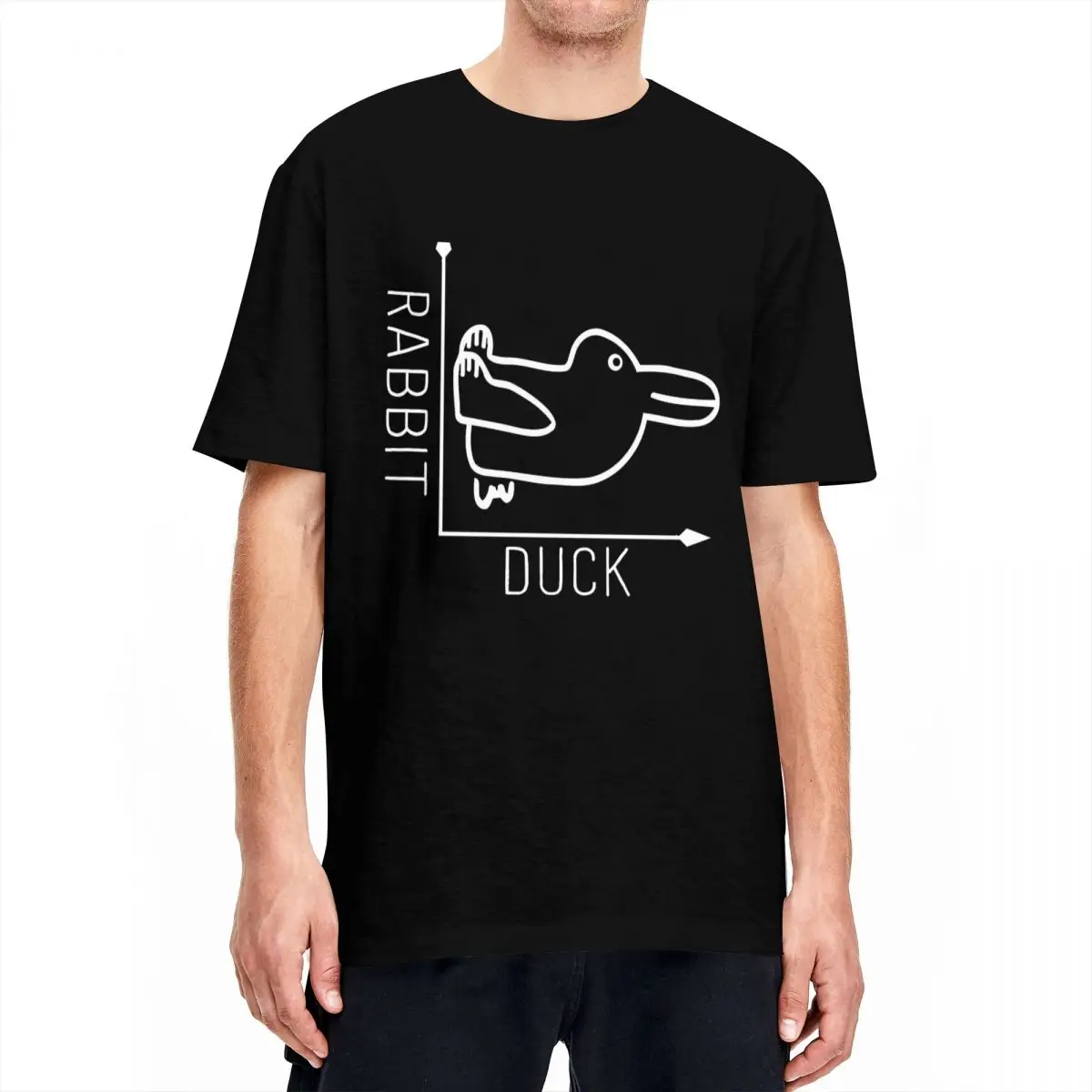 Men Wittgenstein Rabbit Duck Illusion T Shirts Cotton Top Tees Beach Basic Short-Sleeve T-Shirt O-Neck Tee Shirt Plus Size 5XL