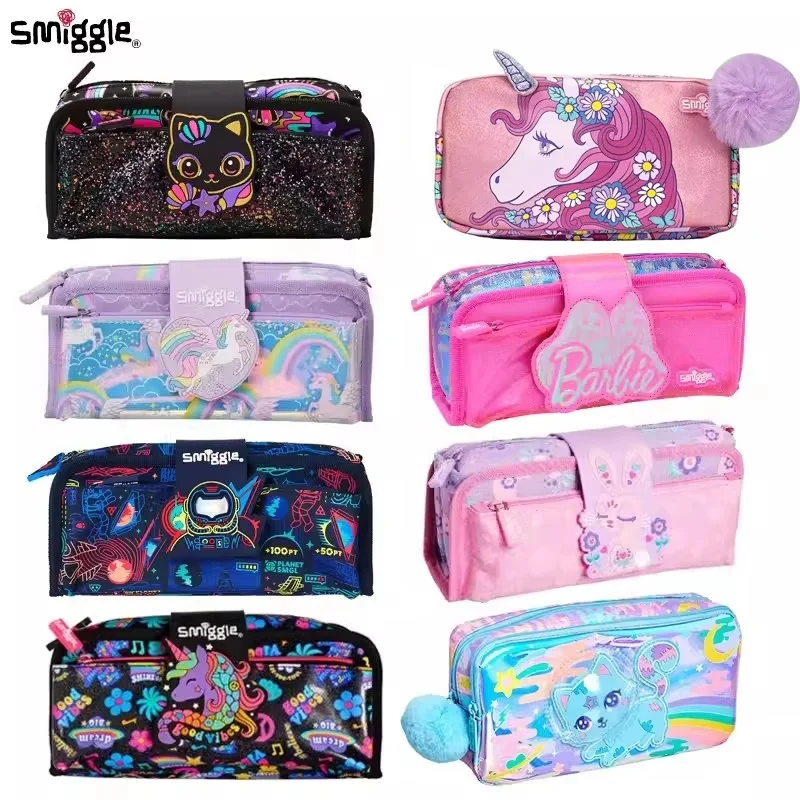 Genuíno austrália smiggle sereia lápis caso kawaii papelaria escola estudante portátil zíper grande capacidade saco de lápis