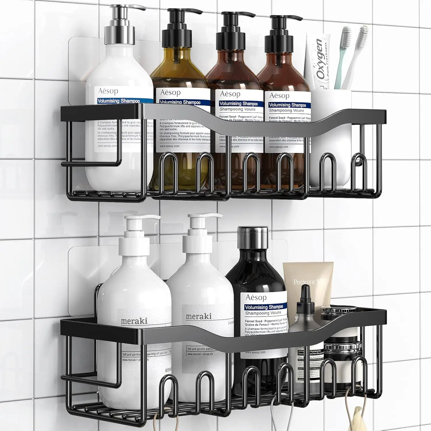 

Shower Caddy 2 Pack,Adhesive Shower Organizer for Bathroom Storage&Home Decor&Kitchen organizers and storage,No Drilling,Large C