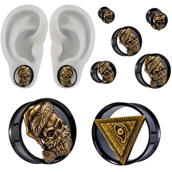 Santa Claus Ear Gauges Ear Tunnel Plugs Expanders Stainles Steel Evil Eye Double Flared Earrings Plugs Piercing Body Jewelry