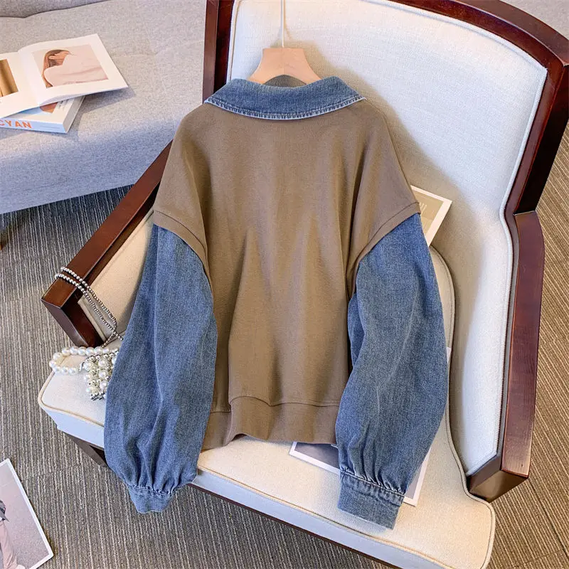 بلوزات نسائية مخططة بغطاء للرأس وسحّاب لطلاب المدارس المتوسطة Preppy متعددة الكتف وقاعدة قصيرة وأكمام للمراهقين