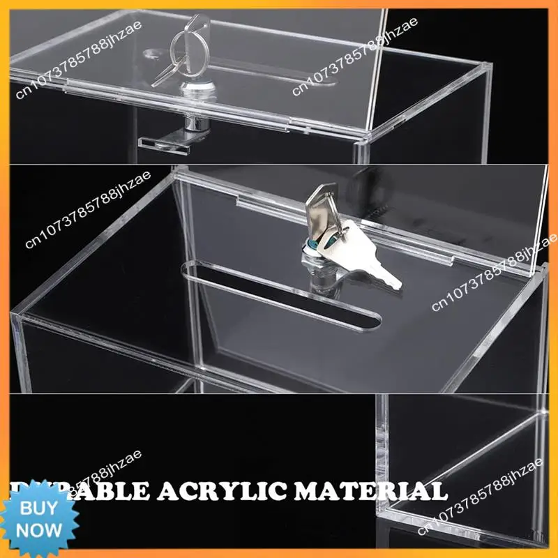 A10R Transparent Donation Box With Lock Money Collection Box Ballot Box Suggestion Box