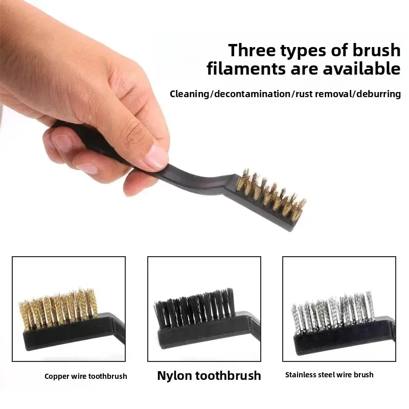 7本の両端ナイロンブラシチューブ、ブラシフックセット、4フック+3ブラシガン、ブラシハンティング、研磨ブラシ、銅線ブラシ