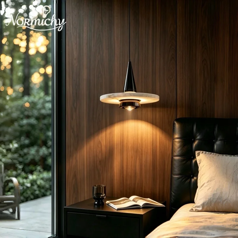 Onyx Adjustable Bedside Pendant Light Minimalist High End Motion Sensor Master Bedroom Entryway Hanging Home Lamp Changeable