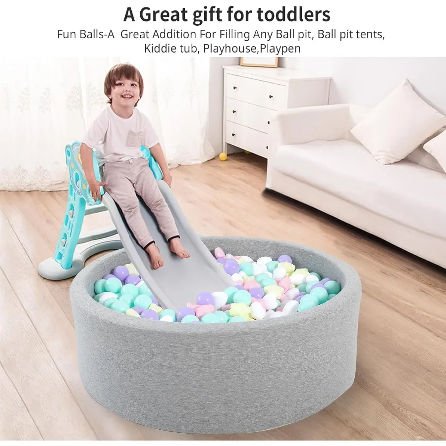 كرات حفرة الكرة 100 كرة بلاستيكية للأطفال الصغار كرات مقاومة للسحق في ألعاب لعب قابلة لإعادة الاستخدام للأطفال مع حقيبة تخزين داخلية وخارجية