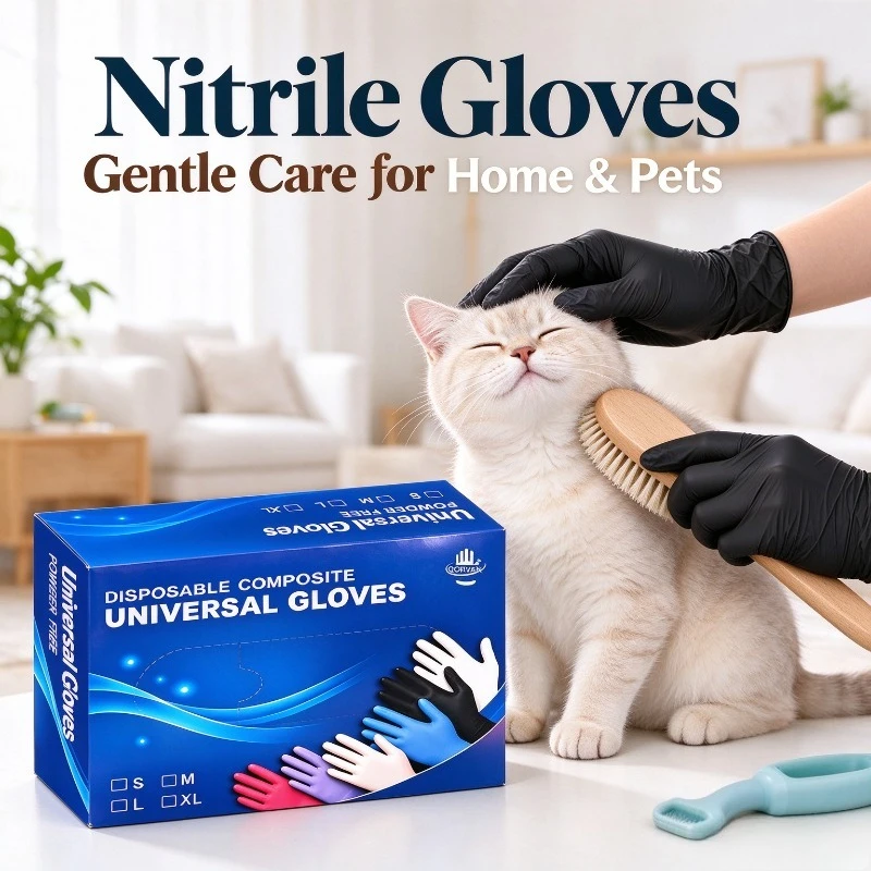 60PCS/Box Black Nitrile Gloves Powder Latex  Free  Disposable Nitrile Gloves Shield Hands From Dirt Oil Household Cleaning