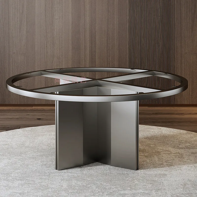 Luxury stone dining table legs Household round marble table feet Stainless steel rock slab dining table base