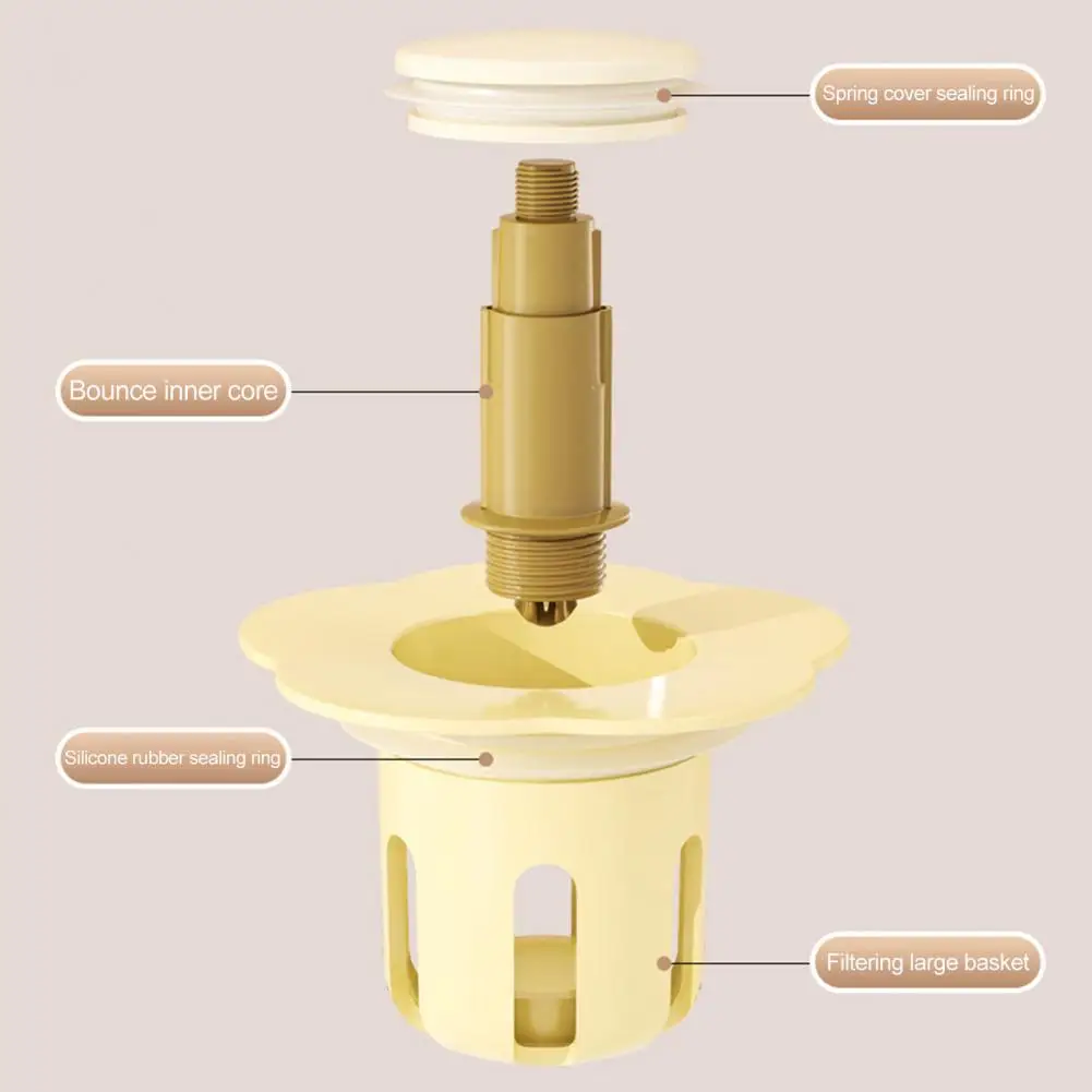 Bouchon d'évier avec collecteur de cheveux, couvercle de vidange à rebond, collecteur de cheveux, filtre de vidange d'évier pour toilettes, buanderie, Anti-colmatage