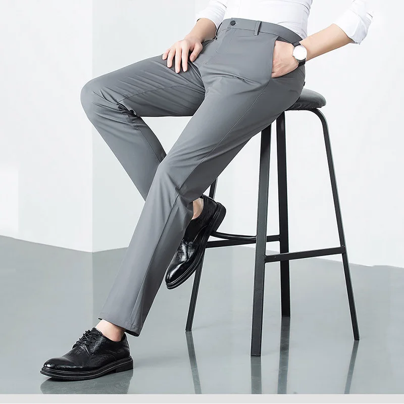 Smart Casual Man Social Suit Pants Spring Autumn Streetwear Fashion Elastic Baggy Big Size Male Clothes Office Business Trousers