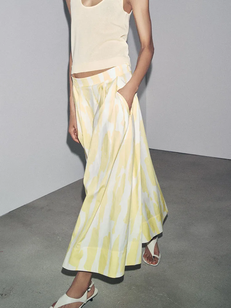Summer 2025 New Arrival Women's Fashion Sexy Sweet Printed Comfortable Midi Skirt A-Line Standard Waist Long Commute Floral