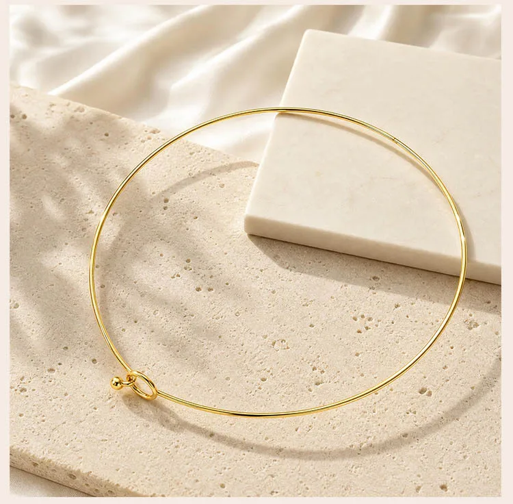 DIY-Anhänger-Halskette, 18K vergoldeter Edelstahl-Draht-Choker, Großhandelsschmuck für individuelle Kombinationen – Detail 4