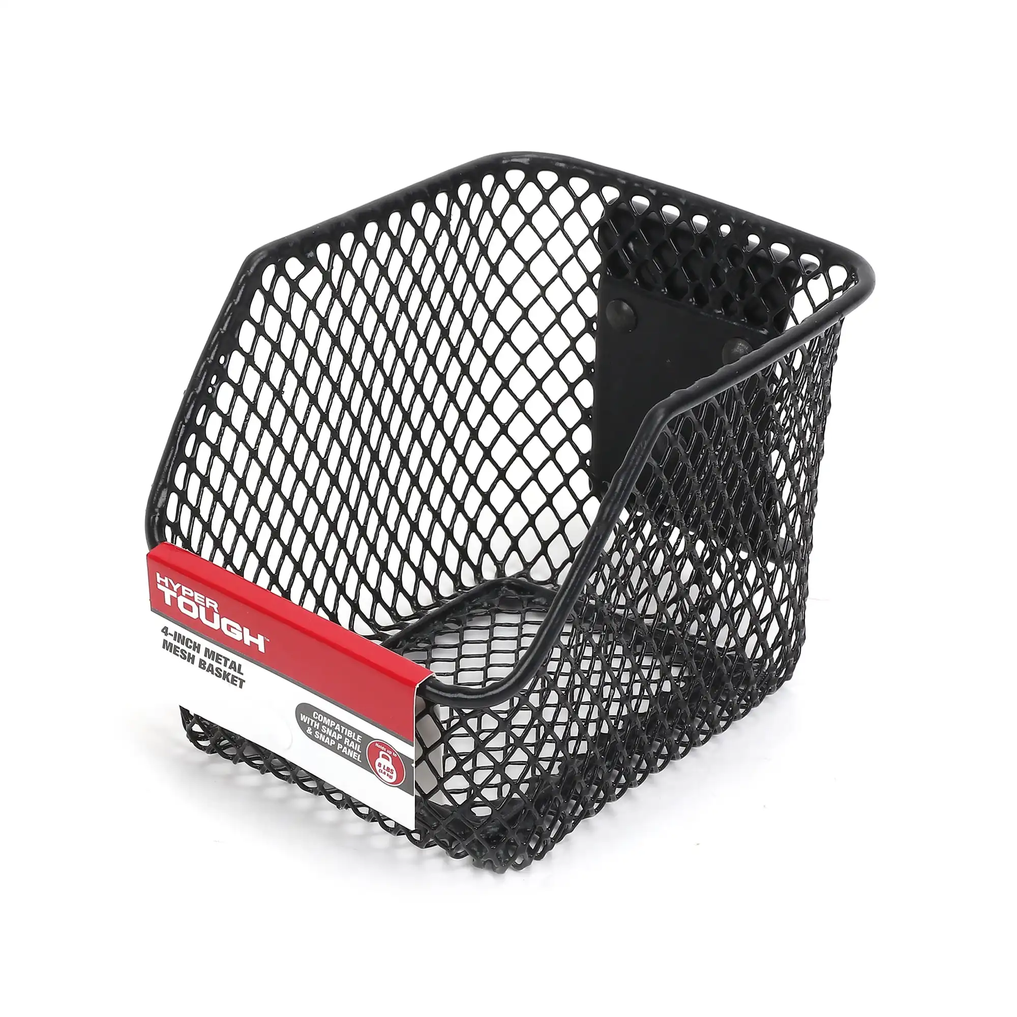 سلة معلقة شبكية معدنية 4 بوصات لنظام السكك الحديدية المفاجئة، خطاف تخزين، أسود، 3.30 بوصة