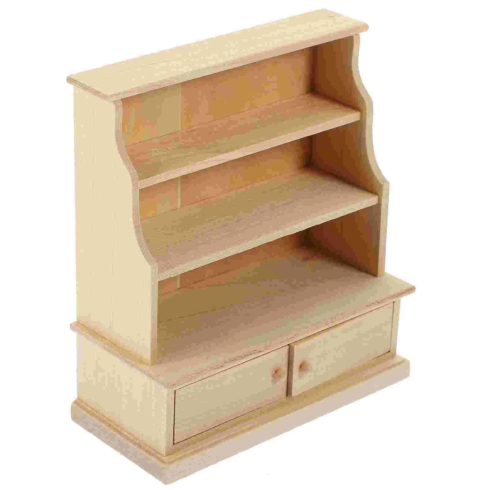 Bibliothèque l'inventaire en bois pour la décoration de la maison, mini étagère de rangement, armoires de cuisine, modèle de planche Chi, ornement de simulation