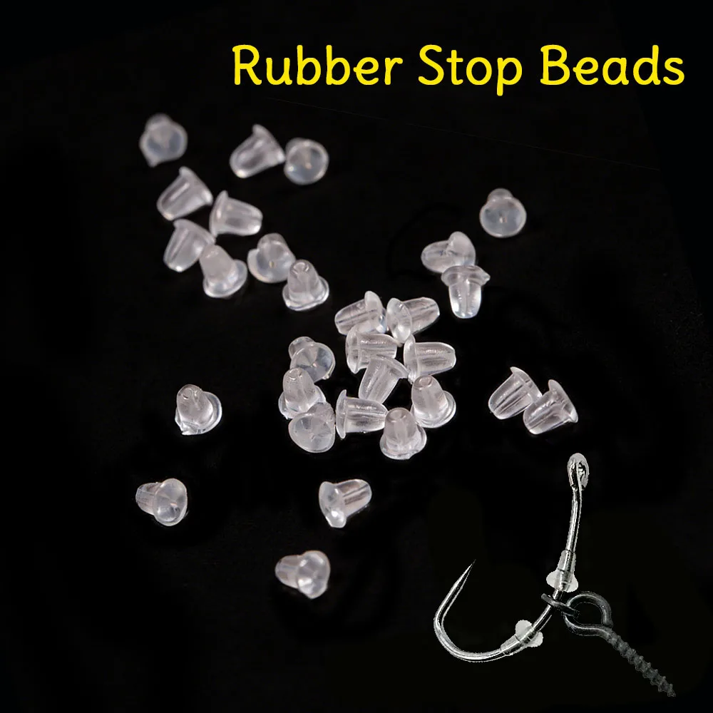 100/150PCS Carp Fishing Hook Stop Beads Rubber Stoppers Tran
