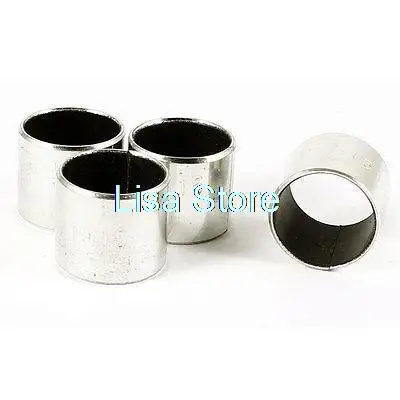 4 Pcs 1515 15mm Length x 17mm OD x 15mm Bore Silver Tone Plain Sleeve Bearing