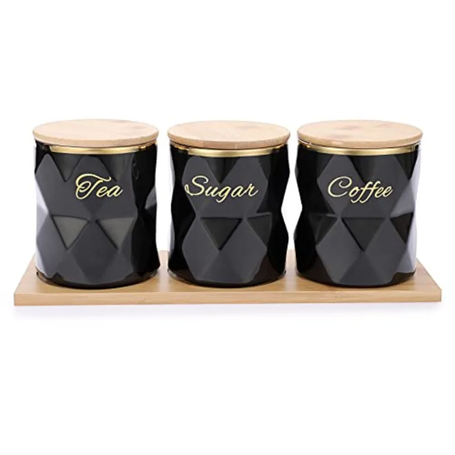 

Ceramic Canisters Set for Sugar Coffee Tea Luxurious Storage Containers Set with Lids Decorative Storage Pots Storage Jar for K